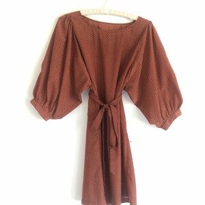 Coral Brown Shift Dress with Belt/Tie -Size 2/4